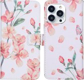 iMoshion Design Softcase Book Case iPhone 13 Pro hoesje - Blossom Watercolor