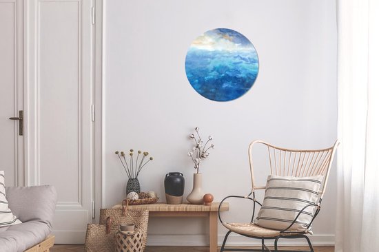 WallCircle - Stickers muraux - Cercle de papier peint - Mer - Aquarelle - Couleurs - ⌀ 30 cm - Cercle mural - Autocollant - Autocollant papier peint rond