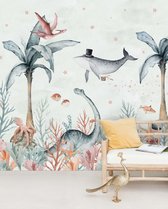 Flying Whale Behang Mural - Behangpapier Slaapkamer - 200cm x 280cm - Mat Vliesbehang - Creative Lab Amsterdam