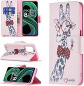Voor OPPO Realme 8 5G/Realme V13 Gekleurd Tekenpatroon Horizontale Flip Lederen Case met Houder & Kaartsleuven & Portemonnee (Herten)