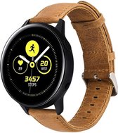 Leer Smartwatch bandje - Geschikt voor  Samsung Galaxy Watch active leren bandje - bruin - Horlogeband / Polsband / Armband