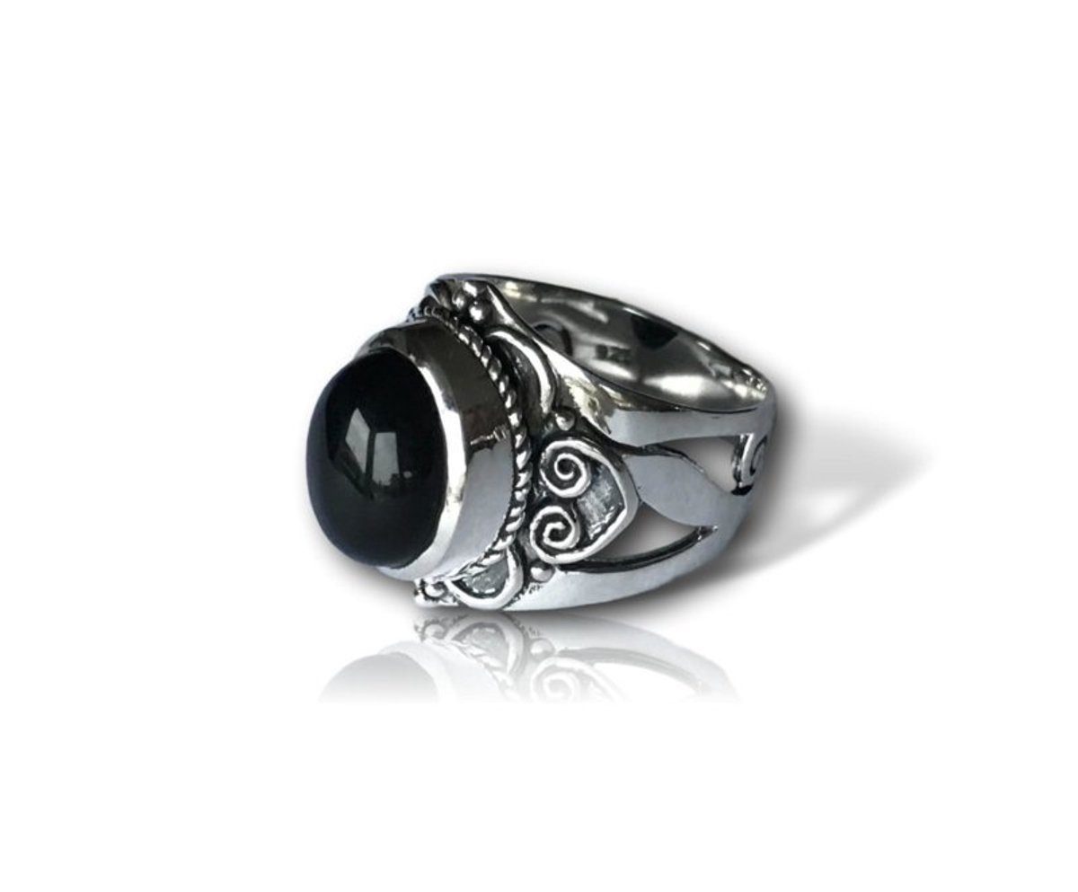 Zilveren ring Black Onyx Penny