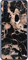 6F hoesje - geschikt voor OPPO A91 -  Transparant TPU Case - Rose Gold Marble #ffffff