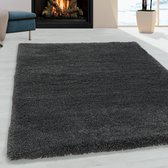 Ayyıldız FLUFFY Rechtech Grijs Shaggy Modern Vloerkleed - 60 X 110 CM - Polypropyleen - Jute