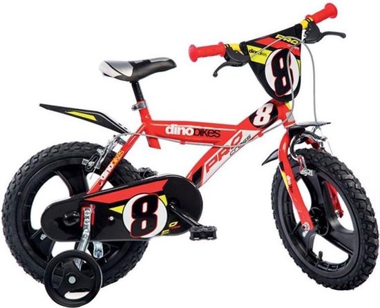 Dino Pro Cross - Kinderfiets 16 Inch - van 4-6 Jaar - met Zijwieltjes - Jongensfiets Rood van Dino. — afbeelding 2