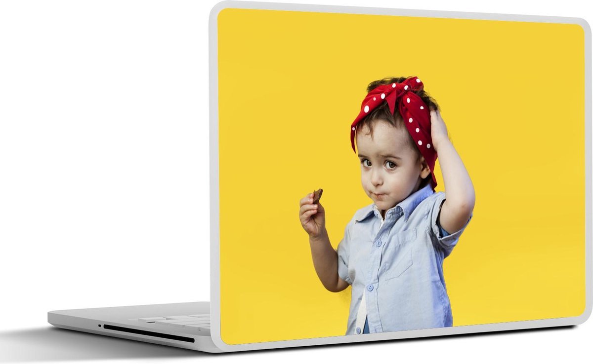 Afbeelding van product SleevesAndCases  Laptop sticker - 17.3 inch - Meisje met een rode sjaal