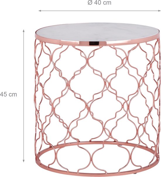 WOMO-DESIGN set de 2 tables d'appoint blanc, Ø 40/45 cm, métal et marbre