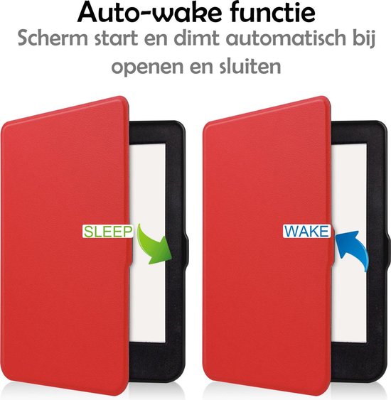 Hoesje Geschikt voor Kobo Nia Hoes Bescherm Hoesje Case Sleep Cover - Hoes Geschikt voor Kobo Nia Hoesje - Rood van Hoesje  — afbeelding 3
