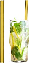 (50 stuks) Glazen drinkrietjes in geel - 20 cm - recht - incl. nylon reinigingsborsteltje | GGM Gastro