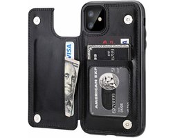 ShieldCase Hoesje geschikt voor iPhone 12 - zwart - Stijlvolle Portemonnee Case - Duurzaam Telefoonhoesje - Premium iPhone Bescherming
