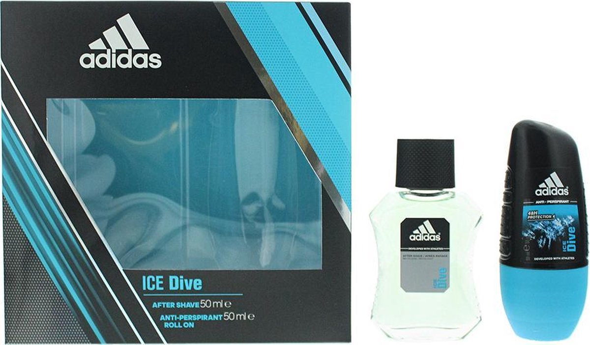 Adidas Ice Dive 2 Piece Gift Set: Aftershave 50ml - Deodorant Roll-on 50ml