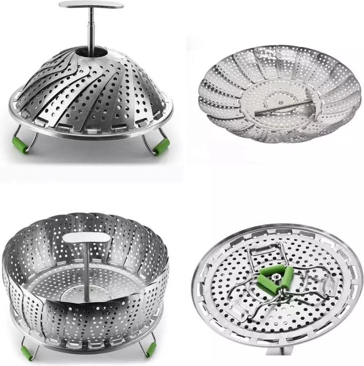 RVS Stoomrek- Stoommand Pan- Groentenstomer - Verstelbaar - stoominzet - Stoombloem- steamer basket- voor groenten/vegetables — cadeau in Kookcadeaus - foto 5