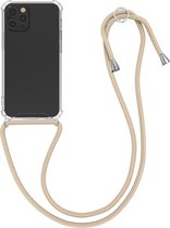 kwmobile telefoonhoesje compatibel met Apple iPhone 12 / 12 Pro - Hoesje met koord - Back cover in transparant / goud