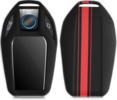 kwmobile autosleutelhoes geschikt voor BMW Display Key autosleutel - hardcover beschermhoes - Rallystrepen design - rood / zwart