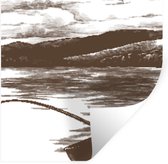 Muurstickers - Sticker Folie - Boot - Zee - Vishengel - 30x30 cm - Plakfolie - Muurstickers Kinderkamer - Zelfklevend Behang - Zelfklevend behangpapier - Stickerfolie