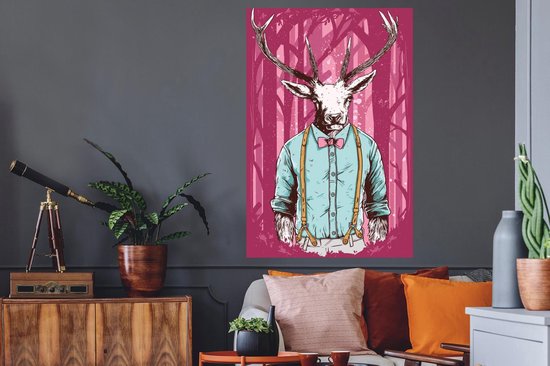 Stickers muraux - Film autocollant - Vintage - Cerf - Forêt - 80x120 cm - Film adhésif - Stickers muraux muraux Chambre d'enfant - Papier peint autocollant - Papier peint autocollant - Film autocollant