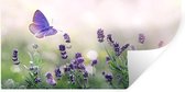 Muurstickers - Sticker Folie - Bloemen - Vlinder - Lavendel - Zomer - 120x60 cm - Plakfolie - Muurstickers Kinderkamer - Zelfklevend Behang - Zelfklevend behangpapier - Stickerfolie