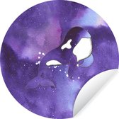 WallCircle - Stickers muraux - Cercle Papier Peint - Orque - Peinture - Mer - Violet - 30x30 cm - Cercle Mural - Auto Adhésif - Autocollant Rond Papier Peint