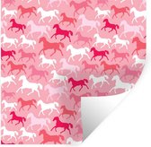 Muurstickers - Sticker Folie - Paarden - Roze - Patroon - Meisjes - Kinderen - Meiden - 100x100 cm - Plakfolie - Muurstickers Kinderkamer - Zelfklevend Behang XXL - Zelfklevend behangpapier - Stickerfolie