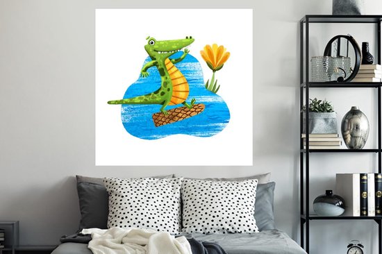 Stickers muraux - Pépinière - Chambre de bébé - Crocodile - Water - Arbre - 120x120 cm - Film Adhésif XXL