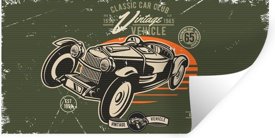 Muurstickers - Sticker Folie - Vintage - Oldtimer - Auto - 160x80 cm - Plakfolie - Muurstickers Kinderkamer - Zelfklevend Behang - Zelfklevend behangpapier - Stickerfolie