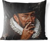 Tuinkussen - Willem van Oranje - Adriaen Thomasz - Hoed - 40x40 cm - Weerbestendig