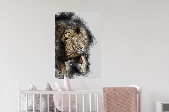 Stickers Stickers muraux - Illustration - Lion - Zwart - 40x60 cm - Film adhésif