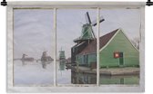 Wandkleed - Wanddoek - Doorkijk - Molen - Water - 150x100 cm - Wandtapijt