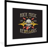Fotolijst incl. Poster - Vintage - Gitaar - Schedel - 40x40 cm - Posterlijst