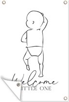 Décoration murale Bébé - Bienvenue tout petit - Citations Naissance - Dictons - 120x180 cm - Affiche jardin - Toile jardin - Affiche extérieur - Déco naissance garçon - Déco naissance fille - Banderole