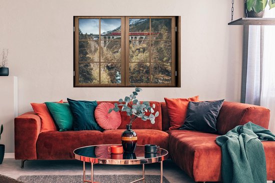 Affiche Look through - Train - Berg - 120x80 cm