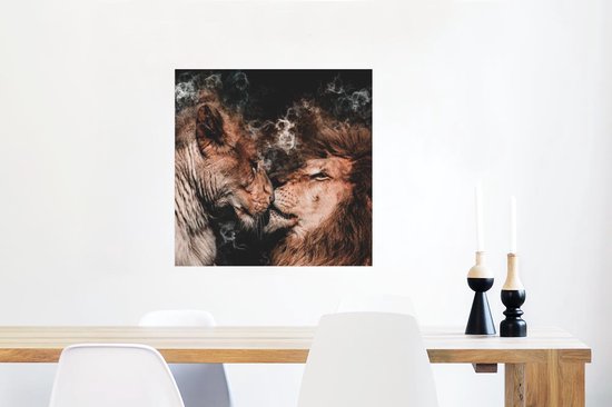 Affiche Lion - Fumée - Amour - 50x50 cm
