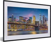 Cadre photo avec affiche - New York - Pont de Brooklyn - Nuit - 60x40 cm - Cadre pour affiche