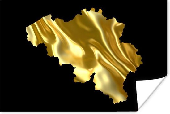 Affiche Carte - België - Or - 180x120 cm XXL