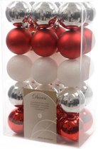 HHCP Kerstballen set - 30 stuks - 60mm - Rood, Zilver, Wit