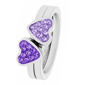 Little Miss Fabulous - Stalen kinderring 2in1 met amethyst/violet kristal