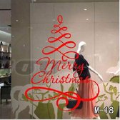Raamsticker Kerstboom merry christmas Sierlijk Rood