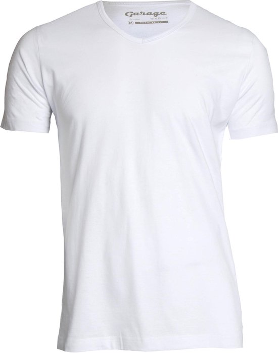 Garage 104 - Regular Fit 2-pack T-shirt V-hals korte mouw wit XXL 100% katoen
