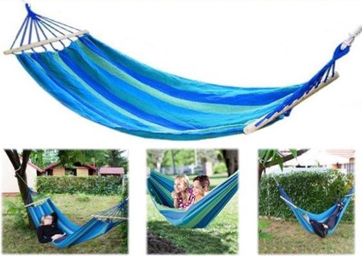 Hangmat Met Spreidstok - Duurzame Hangmat Voor De Tuin - Draagbaar En Comfortabel 40cm Gebogen Houten Stang Riemen En Draagtas Tuin Terras Strand Hangmat Met Spreidstok