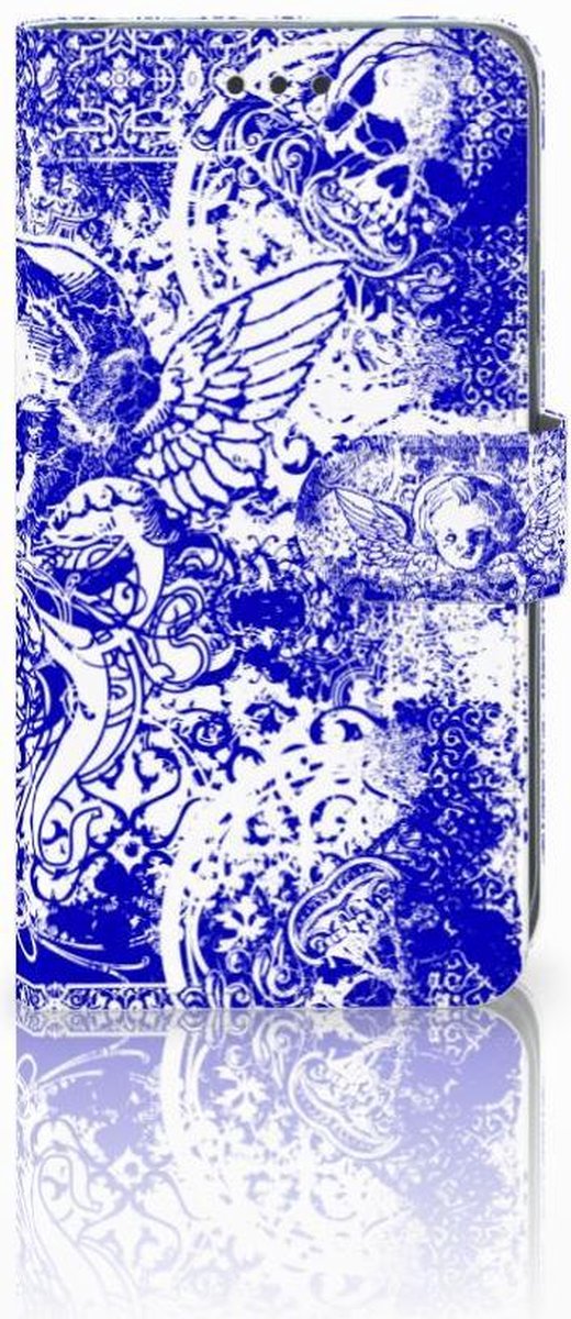 Telefoonhoesje met Naam Apple iPhone Xr Angel Skull Blauw