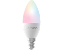 Ledvion – Smart RGB+CCT E14 LED Lamp – 5W – 470L – Wifi-lamp – Dimbaar – Alexa & Google Home