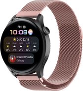 Milanees Smartwatch bandje - Geschikt voor  Huawei Watch 3 - Pro Milanese band - roze - Strap-it Horlogeband / Polsband / Armband