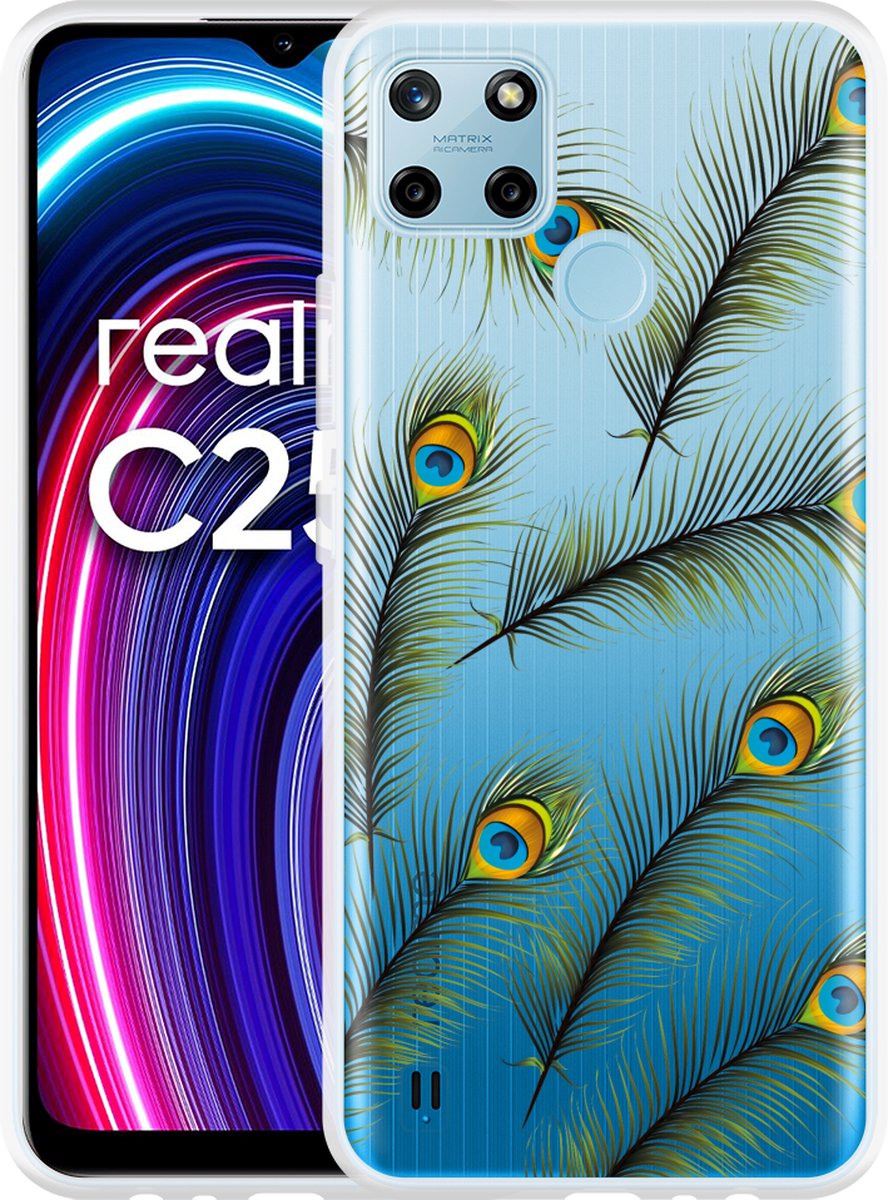 Realme C25y Hoesje Peacock Feathers Designed By Cazy Bol 
