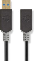 USB-Kabel | USB 3.2 Gen 1 | USB-A Male | USB-A Female | 5 Gbps | Verguld | 2.00 m | Rond | PVC | Antraciet | Window Box