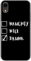 Geschikt voor iPhone XR hoesje - Kerst - Quotes - Naughty nice drunk - Spreuken - Kerstman - Siliconen Telefoonhoesje
