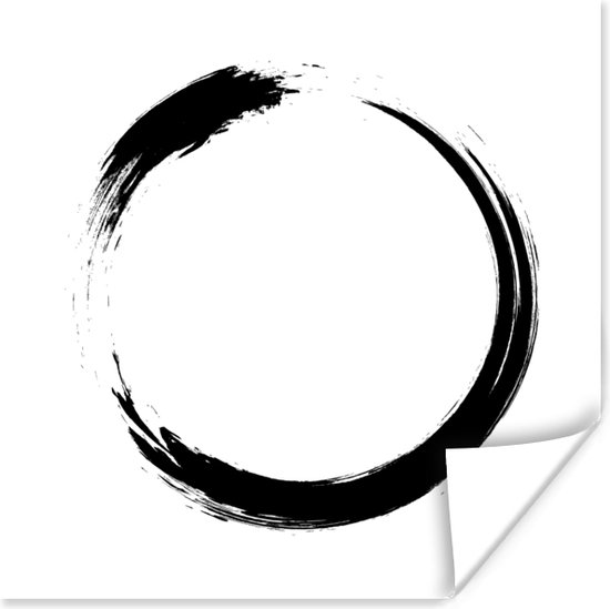 Poster Een zwart-wit illustratie van het Ensō-teken - 75x75 cm