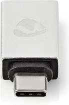 Nedis USB-C Adapter - USB 3.2 Gen 1 - USB-C Male - USB-A Female - 5 Gbps - Rond - Vernikkeld - Zilver - Cover Window Box