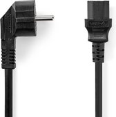 Nedis Stroomkabel - Type F (CEE 7/7) Male - IEC-320-C13 - Gehoekt - Recht - Vernikkeld - 3.00 m - Rond - PVC - Zwart - Envelop