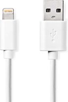 Nedis USB-Kabel | USB 2.0 | Apple Lightning 8-Pins | USB-A Male | 480 Mbps | Vernikkeld | 3.00 m | Rond | PVC | Wit | Polybag