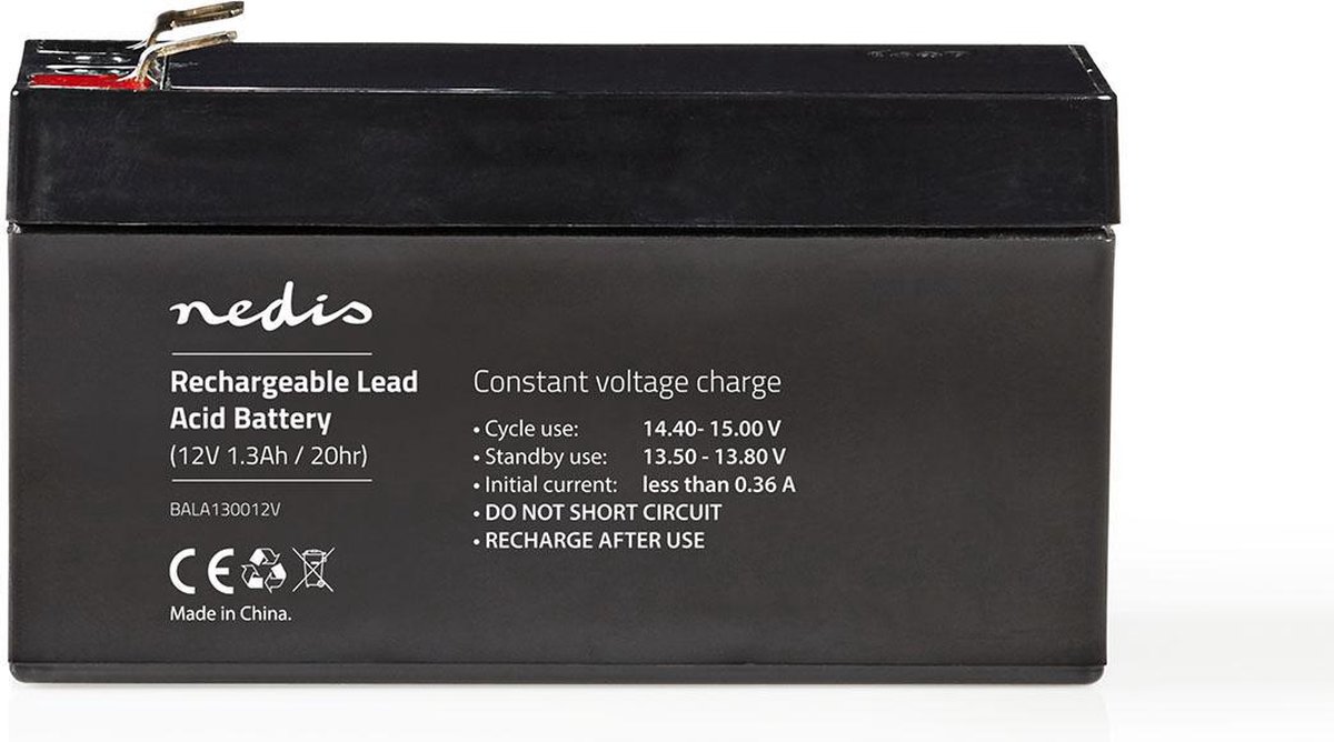 Nedis Oplaadbare Loodaccu - Lead-Acid - Oplaadbaar - 12 V - 1300 mAh